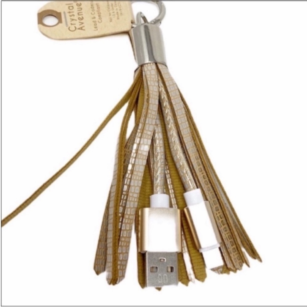 Snakeskin Tassel USB Phone Cable Key Chain NEW
